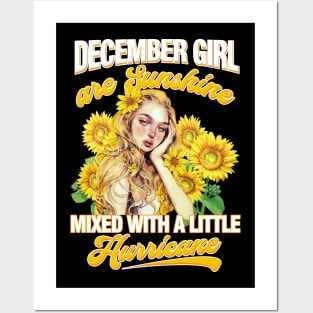 December Girl Sunshine Mixed Hurricane Shirt Cancer Leo Birthday Posters and Art